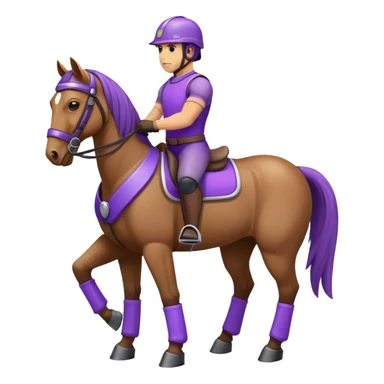 A horse with a purple driver helmet sticker