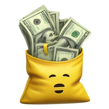Yellow bag of money with dollar sign in the middle  sticker