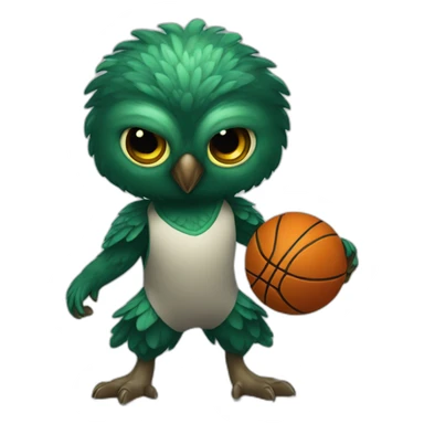 Dark green Owlet playing basketball sticker
