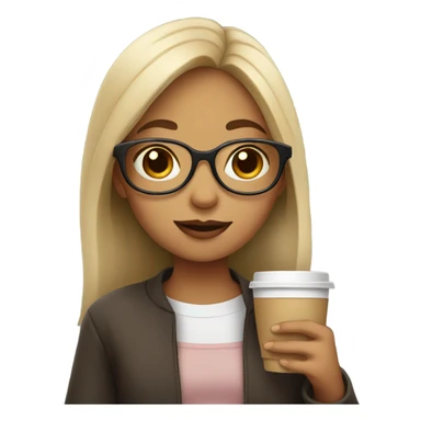 Girl with glasses drinking coffee  sticker
