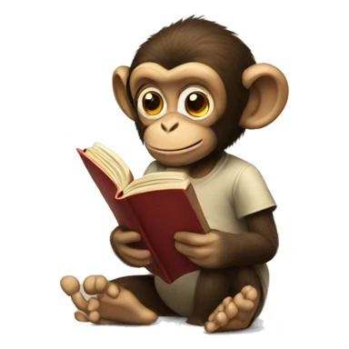 Monkey reading a book sticker