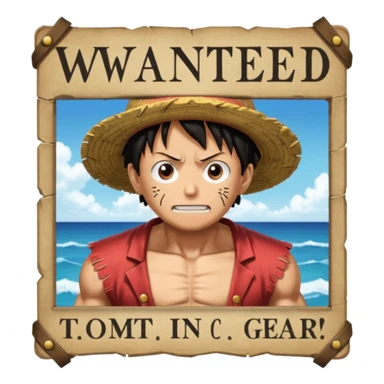 Luffy in gear five and background with wanted poster sticker