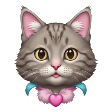 A high-resolution photo-realistic digital illustration of a grey tabby cat kitten, chest upward sticker