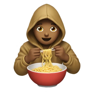a person eating noodles with a hoodie on sticker