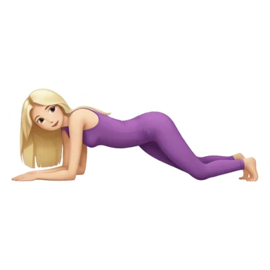 view from the back, fair skinned naked woman, thin, long blond hair, on all fours, hips high up, shoulder lying flat on the floor sticker