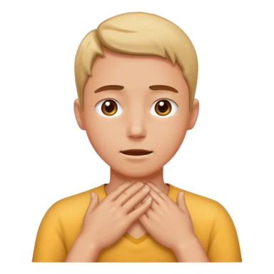 Person sweating with hands around neck sticker