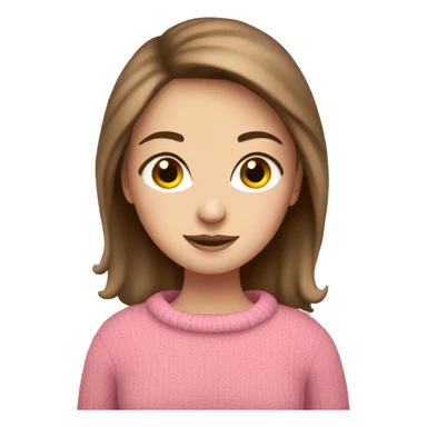Pretty white girl with brown hair wearing pink sweater reading cozy sticker