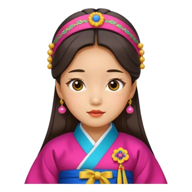 Asian girl wearing traditional Korean clothes sticker
