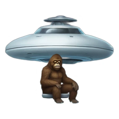 sasquatch sitting on top of ufo sticker