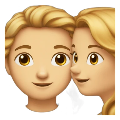 girl-with-brown-eyes-and-blond-hair-kisses-the-boy-with-brown-hair-and-brown-eyes-and-white cat, brown cat, red cat sticker