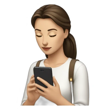 brunette lady looking down on her phone sticker