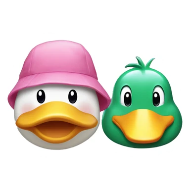 duck and dino with hello kitty hats sticker