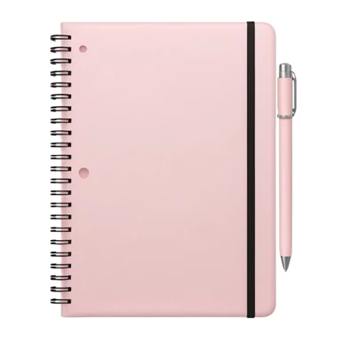 regular notebook, very pale pink cover, no marbled pattern, closed, simple icon, subtle apple emoji style sticker