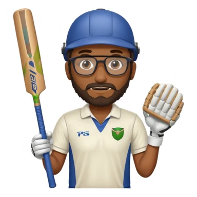 Brown Guy with beard and glasses Playing Cricket  sticker