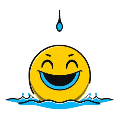 scared smiley face being drowned with so much water sticker