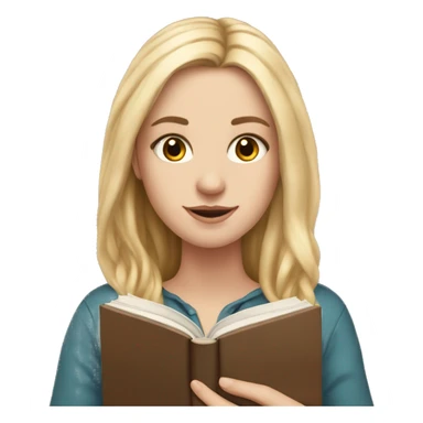 white girl, long blonde  hair, book in hand sticker