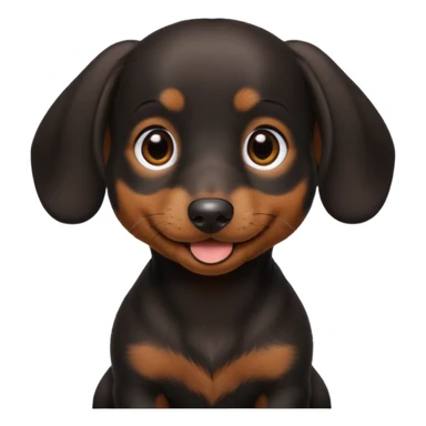 Black miniature Daschund puppy looking happy sticker