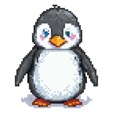 cartoon penguin, smiling, side/front view sticker
