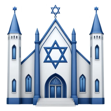reform jewish synagogue similar to historical religious architecture in europe. the building should be white in color, feature gothic architectural elements and star of david as main symbol. no crosses, no christian symbols, no blue colors and no visual associations with israel. ios style. sticker