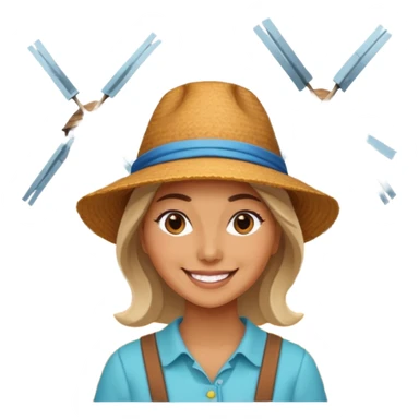 WOMAN WEARİNG ÇİFTÇİ HAT with  Windmills sticker