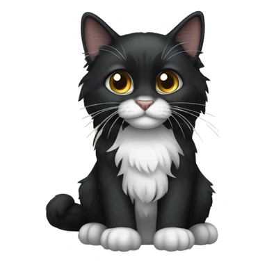 Black main coon cat with white chin sticker