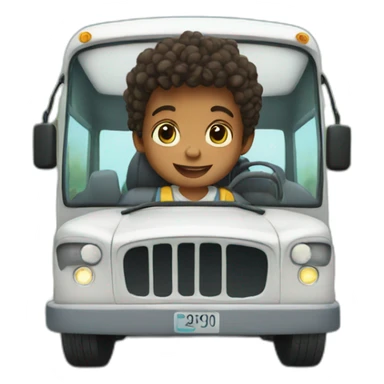 kid driving a bus sticker