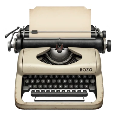 Typewriter typing on paper and the paper says bozo sticker