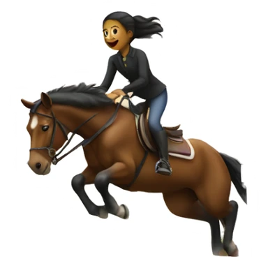 A girl on a horse jumps over a barrier sticker