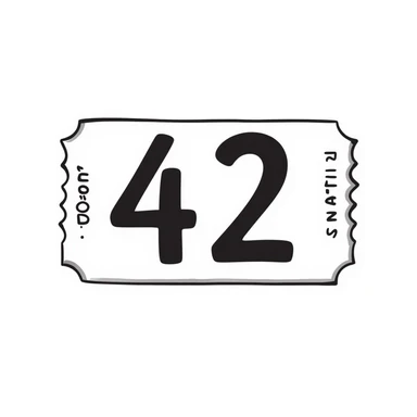 A raffle ticket with the number 42 clearly visible on it sticker