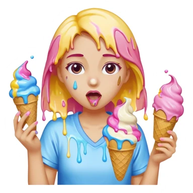 Girl throwing up ice cream sticker