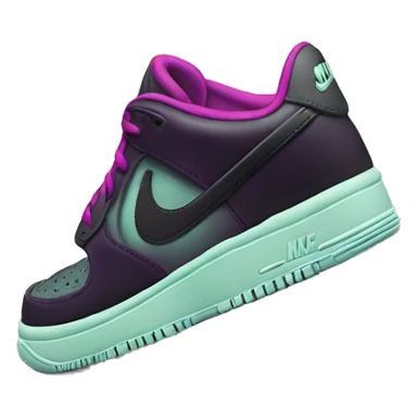 Hyper Realistic isolated side view of a  pair of black,mint green,magenta,and dark purple Nike Sneakers. sticker