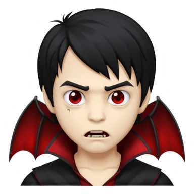 Boy, vampire, black hair, medium long, emo, shaggy, dark, spooky, creepy expression sticker