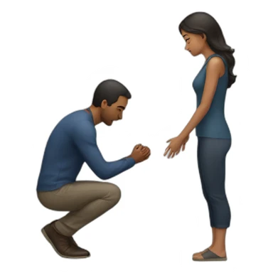 Woman on knees facing man sticker