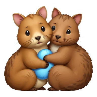 capybara and a cat cudding with each other sticker