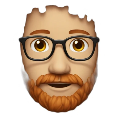 man around 25 with redhead short mid-curly hair. with beard and glasses. wear a scarlet checked shirt sticker