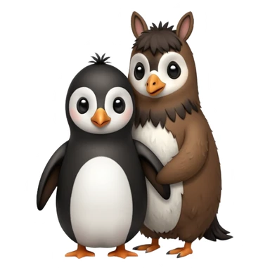 Penguin hugging tall llama sticker