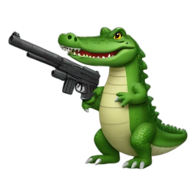 crocodile with black gun in hand (very simple) sticker