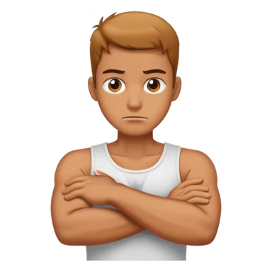 arms crossed holding neck mad  sticker