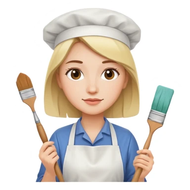 woman-artist in a white apron sticker