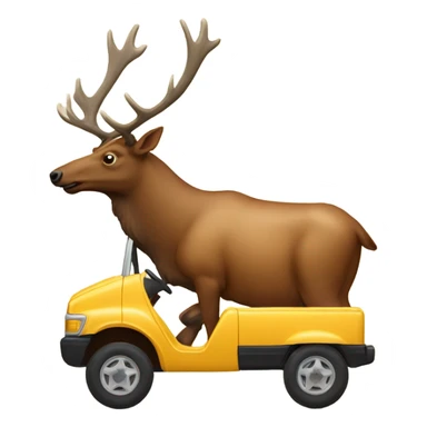 A elk driving a weiner moble  sticker