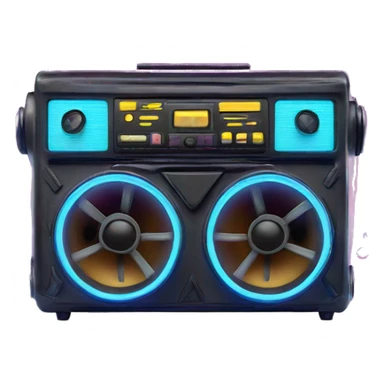 colorful boom box with musical notes in neon color sticker