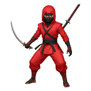black skin ninja red clothes no weapon full body sticker