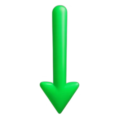 Arrow pointing downwards shaped like a green ballon sticker