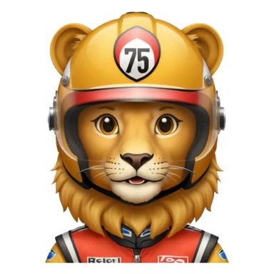 Lion with racing helmet potrait  sticker