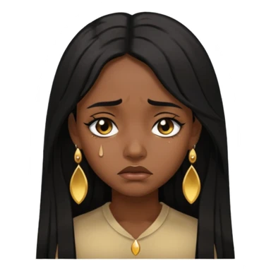 brown girl who has long layered black hair with gold stud earrings  who is sad (abit darker skin tone) sticker