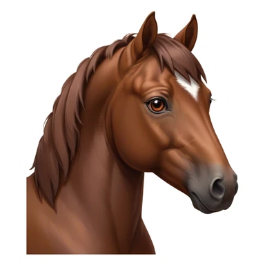 Cinematic Noble Brown Welsh Pony Portrait Emoji, Poised and sturdy, with a well-muscled build draped in a rich, chestnut-brown color, expressive eyes and a gracefully refined head with a gentle, noble profile, Simplified yet sharp and sophisticated features, highly detailed, glowing with a warm, earthy glow, high shine, intelligent and resilient, stylized with an air of pastoral elegance, focused and determined, soft glowing outline, capturing the essence of a watchful and confident brown Welsh pony that appears ready to gallop out of the screen with effortless strength! sticker