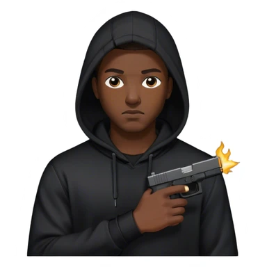 Black man with a black hoodie and a Glock sticker