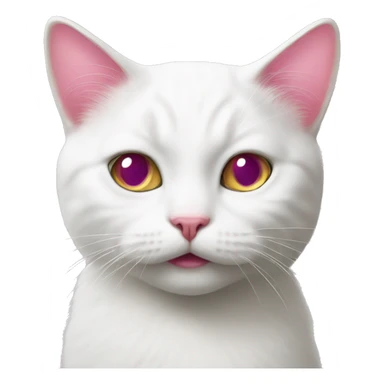 white cat with pink with pink nose sticker