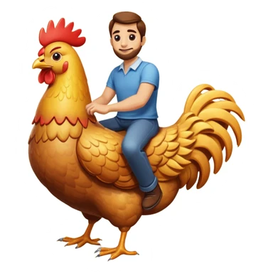 Guy riding giant chicken sticker