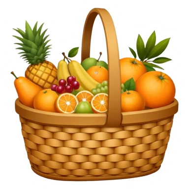 Orange plaid lining basket with both food, drink and fruits sticker